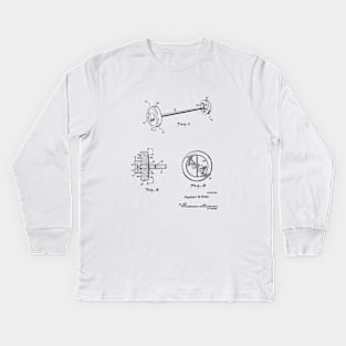 Weight Lifting Construction Vintage Patent Hand Drawing Kids Long Sleeve T-Shirt